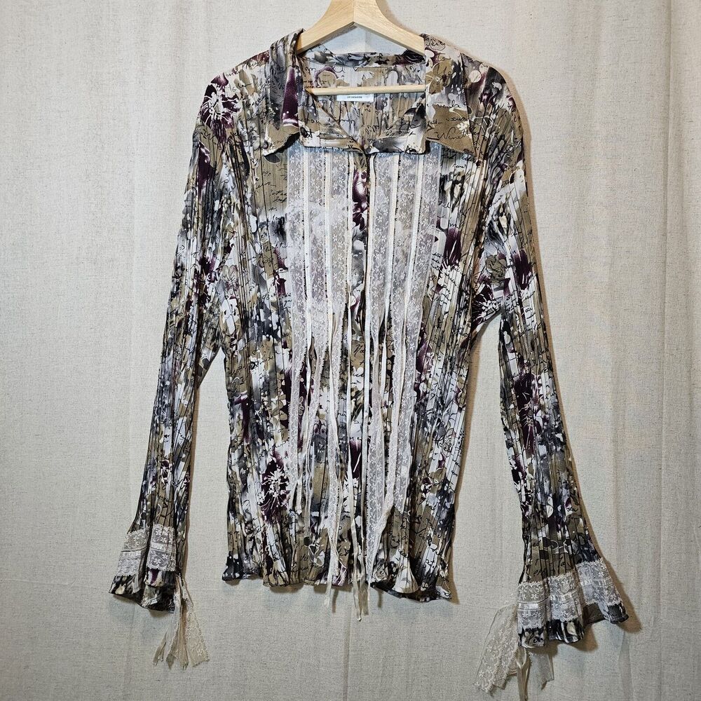 DRESS U II By SHARON Long Sleeve Button Front Floral Lace Plus Size 2X(?)